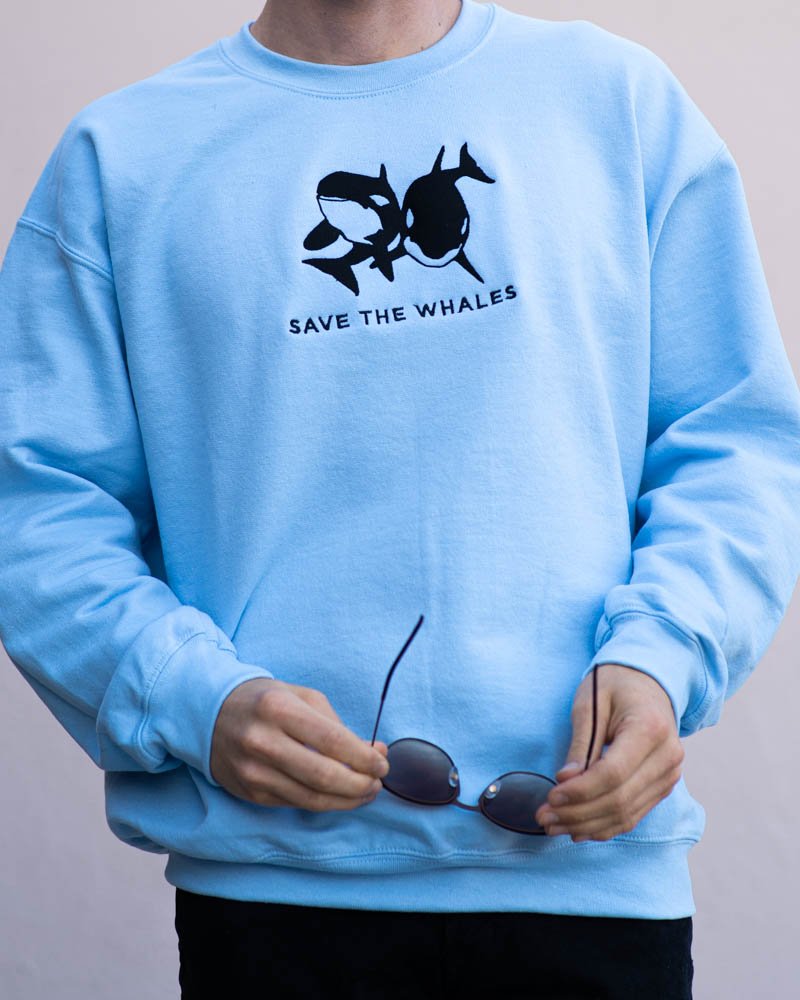 Save The Whales Embroidered Crewneck